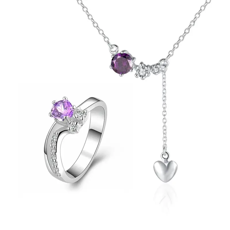 Est Silver Jewelry Set Red Drop Heart R+N Sets  4 1