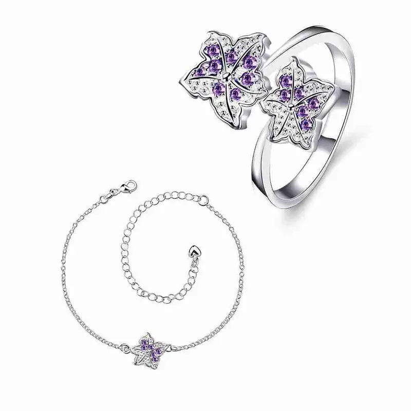 Est Silver Jewelry Sets Double Star Studded Crystal Necklace+Earrings+ Ank Sets189 11
