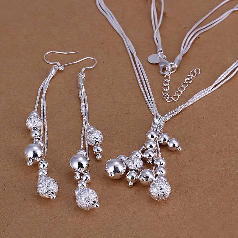 Est Silver Jewelry Sets Triple Lines Of Beans Necklace&Earring African Jewelry Set Men Jewelry 76 1