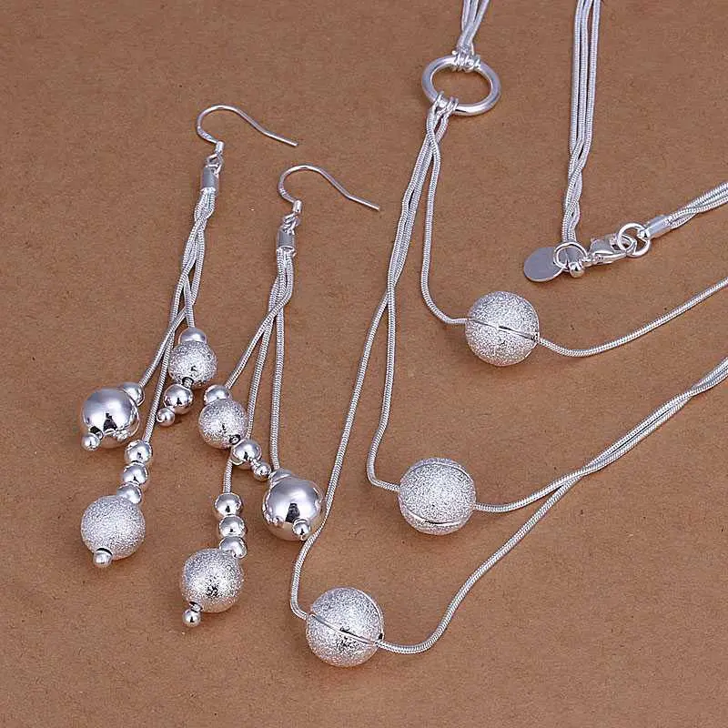 Est Silver Jewelry Sets Triple Lines Of Beans Necklace&Earring African Jewelry Set Men Jewelry 76 3