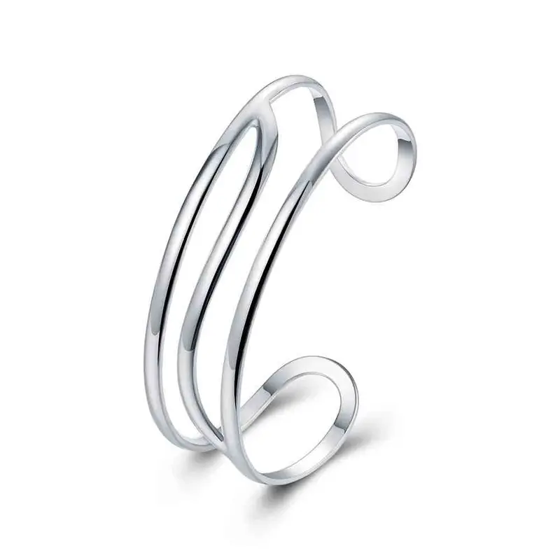 Est Silver Plated Bangles Triple Line Women Bracelet Bijoux Femme Smtb 46 1