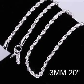 Est Silver Plated Chains 3M Twisted Rope Smtc 14 3