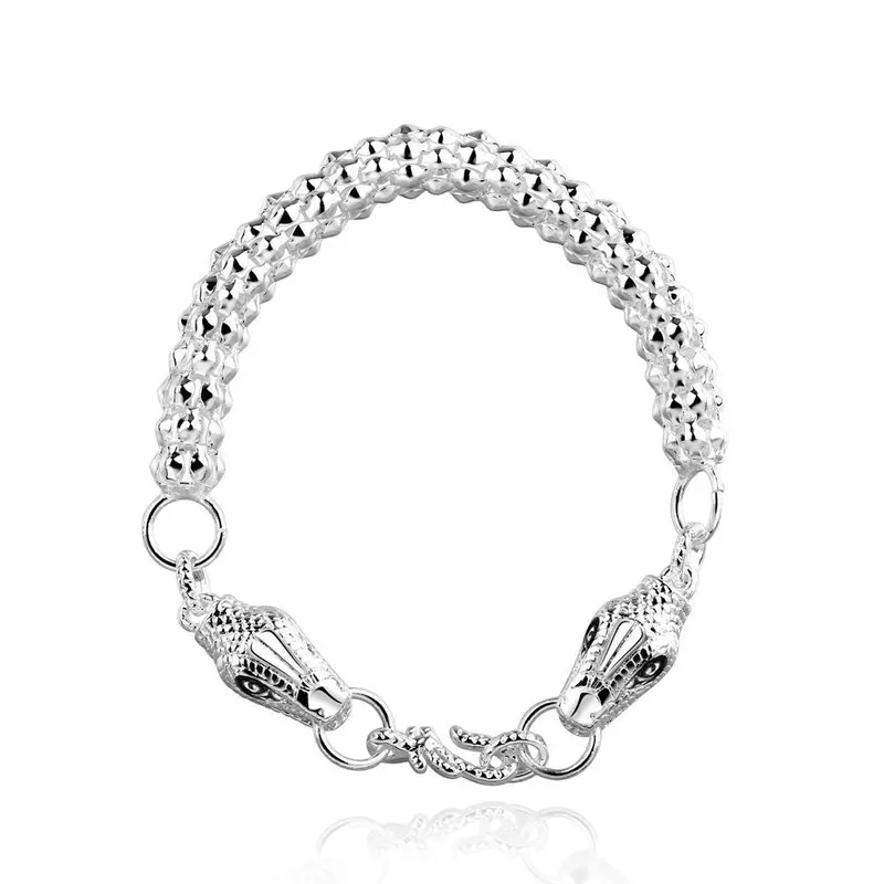 Est Silver Plated Charm Bracelet Snake Chain Men Bracelet Charms355 1
