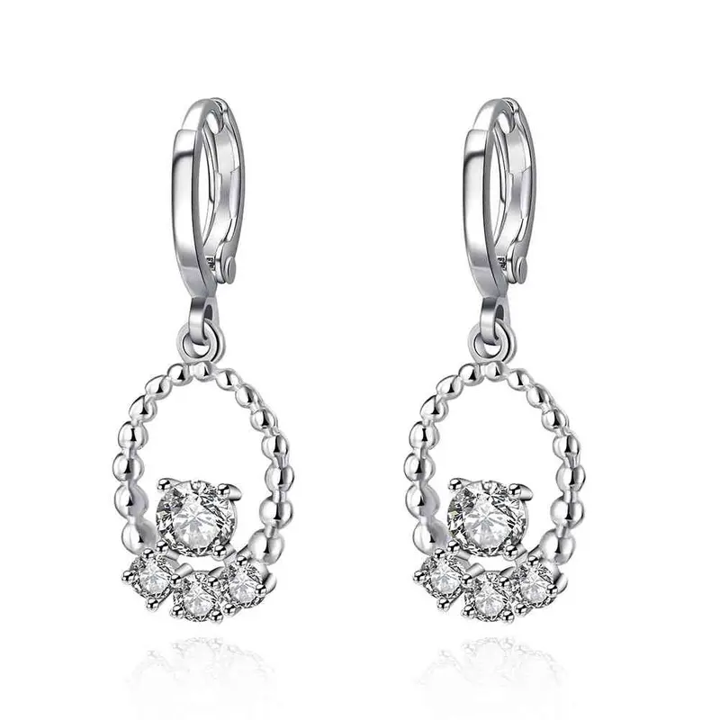 Est Silver Plated Earings Circle Drop Orecchini Jewelry Display 241 3
