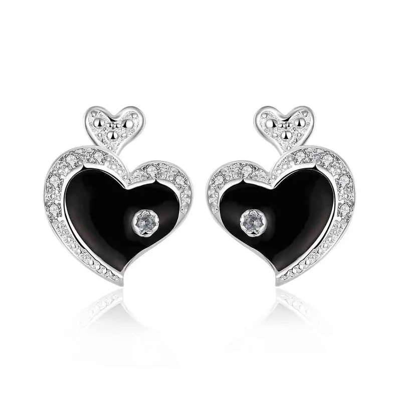 Est Silver Plated Earrings Oil Heart Stud Ear Cuff Wedding Jewelry 75 1