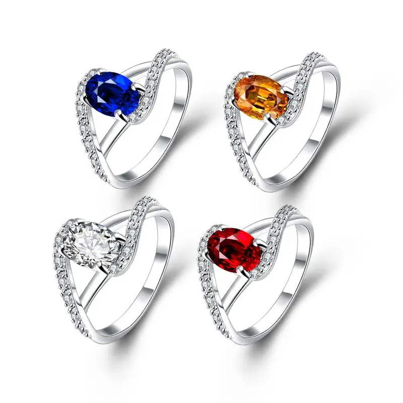 Est Silver Plated Engagement Ring Inlaid Stone Kiss Anel Masculino Wedding Jewelry333 1