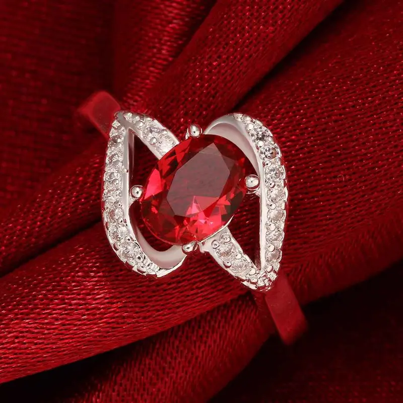 Est Silver Plated Engagement Ring Inlaid Stone Kiss Anel Masculino Wedding Jewelry333 10