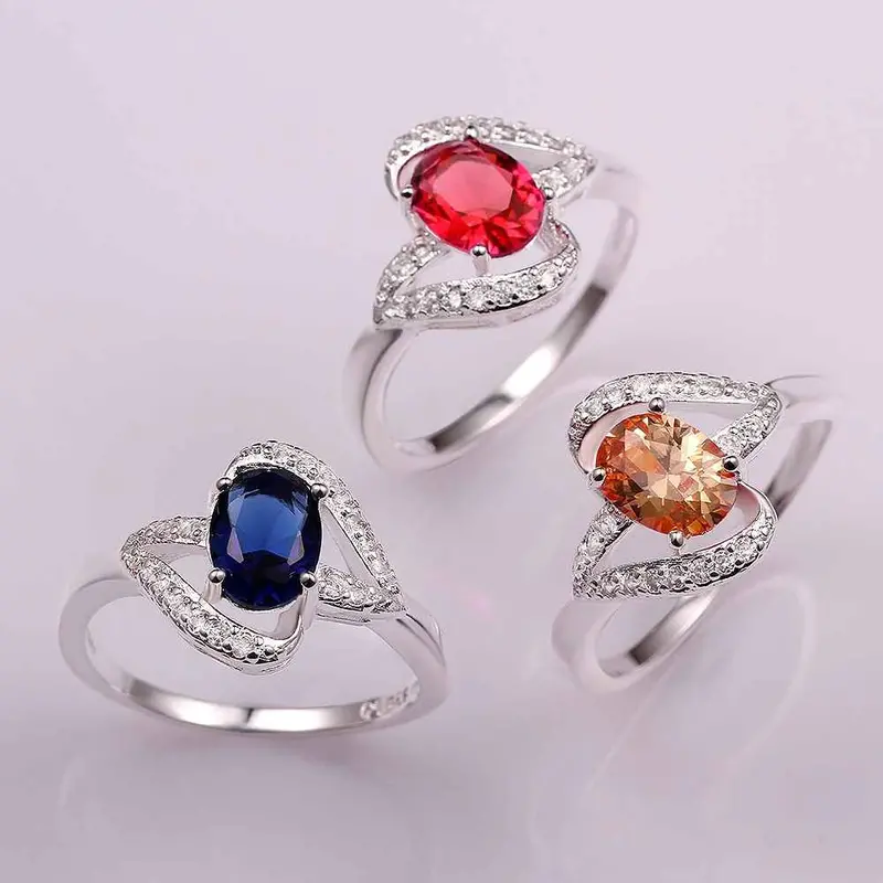 Est Silver Plated Engagement Ring Inlaid Stone Kiss Anel Masculino Wedding Jewelry333 8