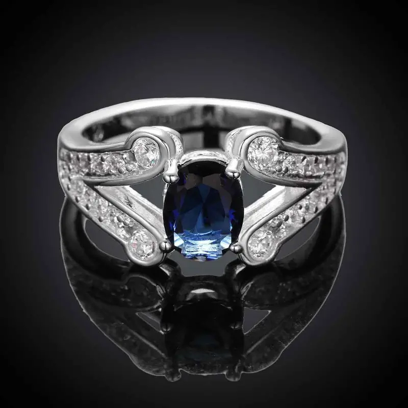 Est Silver Plated Engagement Ring Inlaid Stone Kiss Anel Masculino Wedding Jewelry333 9
