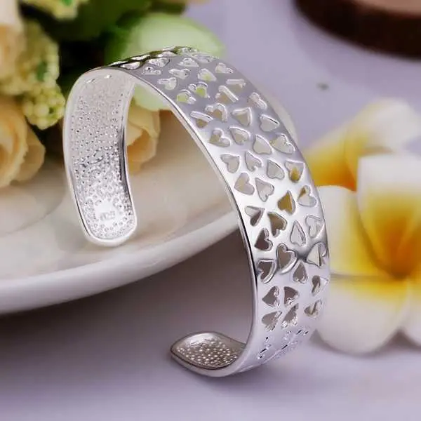Est Silver Plated Full Small Hearts Men Bracelet Jewerly Accessories Smtb2 1 2