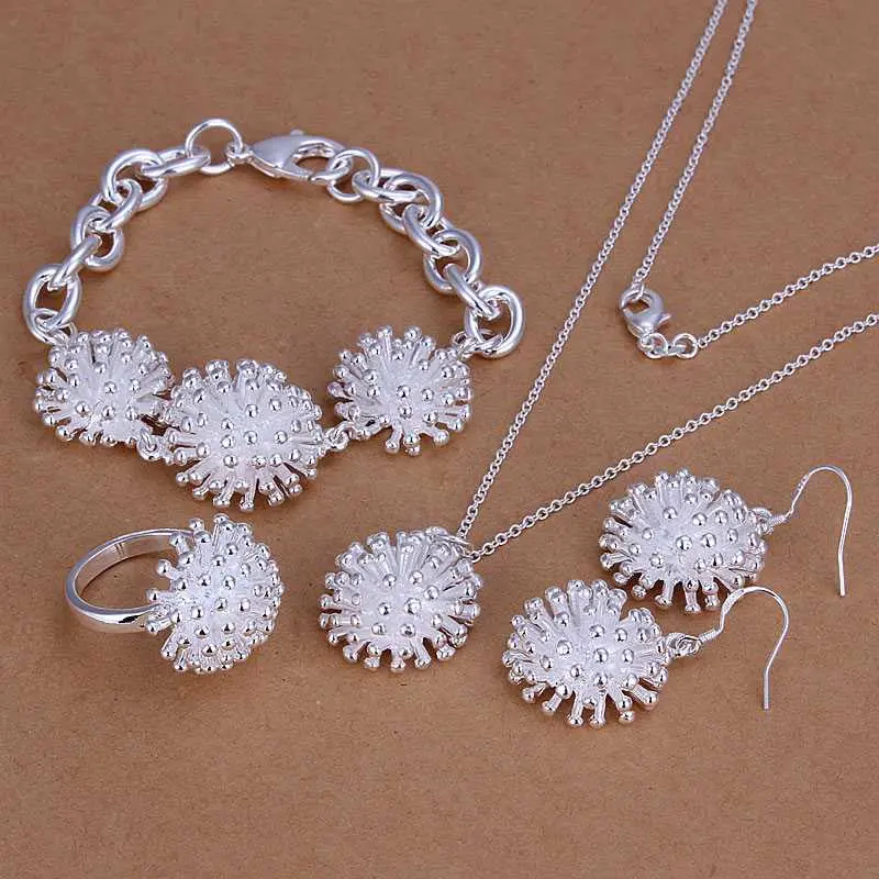 Est Silver Plated Jewelry Set Fireworks Necklace&Bangle&Earring&Ring African Jewelry Set Charms 61 6
