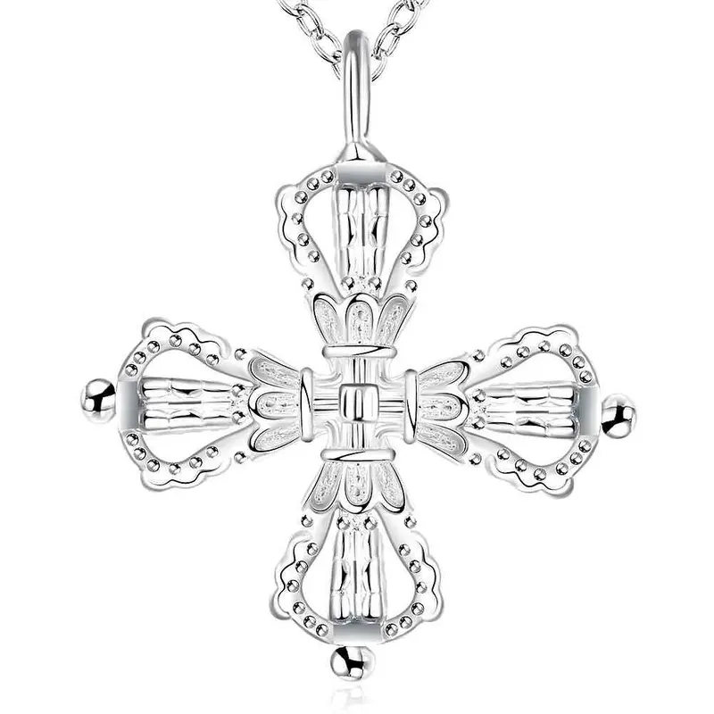 Est Silver Plated Necklace Cross Collares119 3