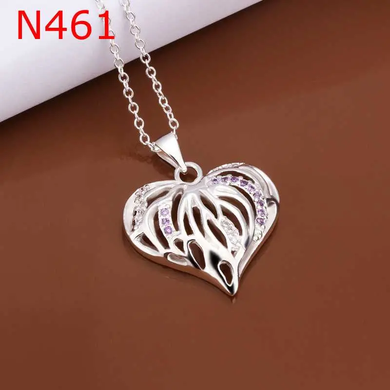 Est Silver Plated Necklaces Inlaid Stone Harf Heart Choker S In Euros163 11