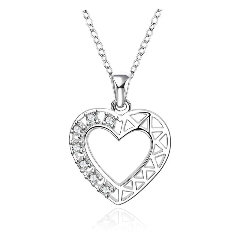 Est Silver Plated Necklaces Inlaid Stone Harf Heart Choker S In Euros163 13