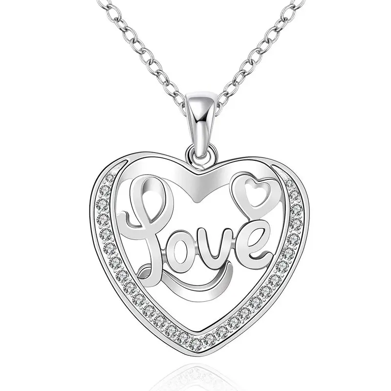 Est Silver Plated Necklaces Inlaid Stone Harf Heart Choker S In Euros163 15
