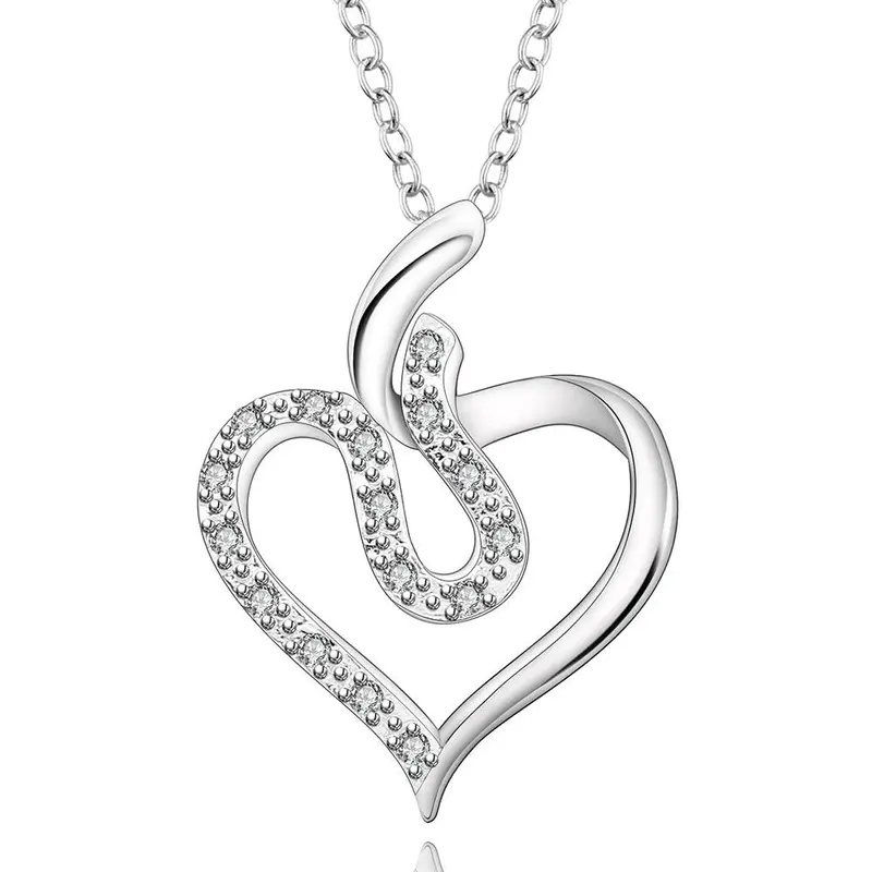 Est Silver Plated Necklaces Inlaid Stone Harf Heart Choker S In Euros163 16