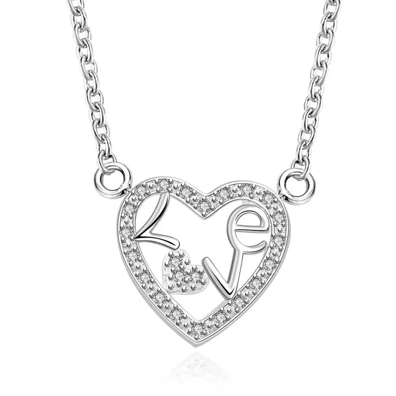 Est Silver Plated Necklaces Inlaid Stone Harf Heart Choker S In Euros163 17