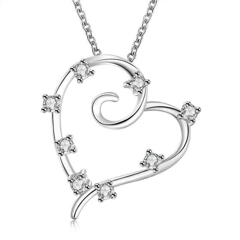 Est Silver Plated Necklaces Inlaid Stone Harf Heart Choker S In Euros163 18
