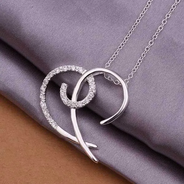Est Silver Plated Necklaces Inlaid Stone Harf Heart Choker S In Euros163 2