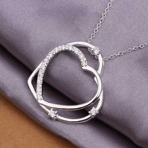 Est Silver Plated Necklaces Inlaid Stone Harf Heart Choker S In Euros163 3