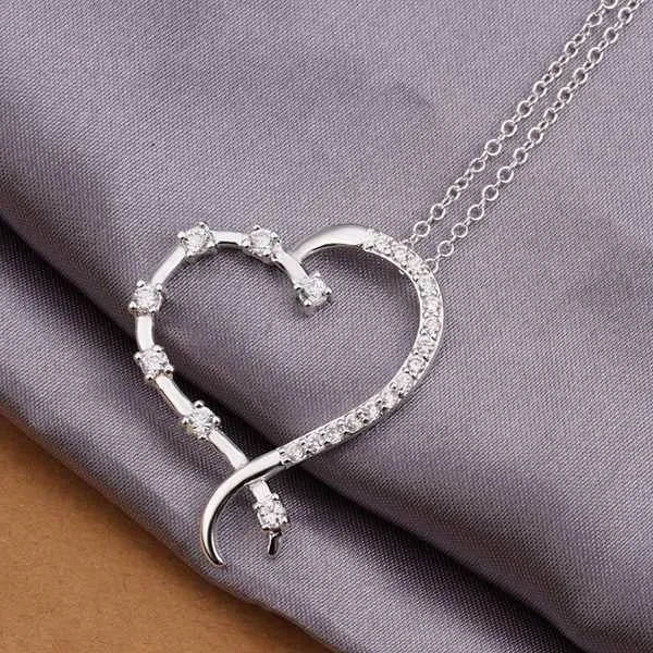 Est Silver Plated Necklaces Inlaid Stone Harf Heart Choker S In Euros163 4