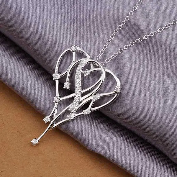 Est Silver Plated Necklaces Inlaid Stone Harf Heart Choker S In Euros163 5