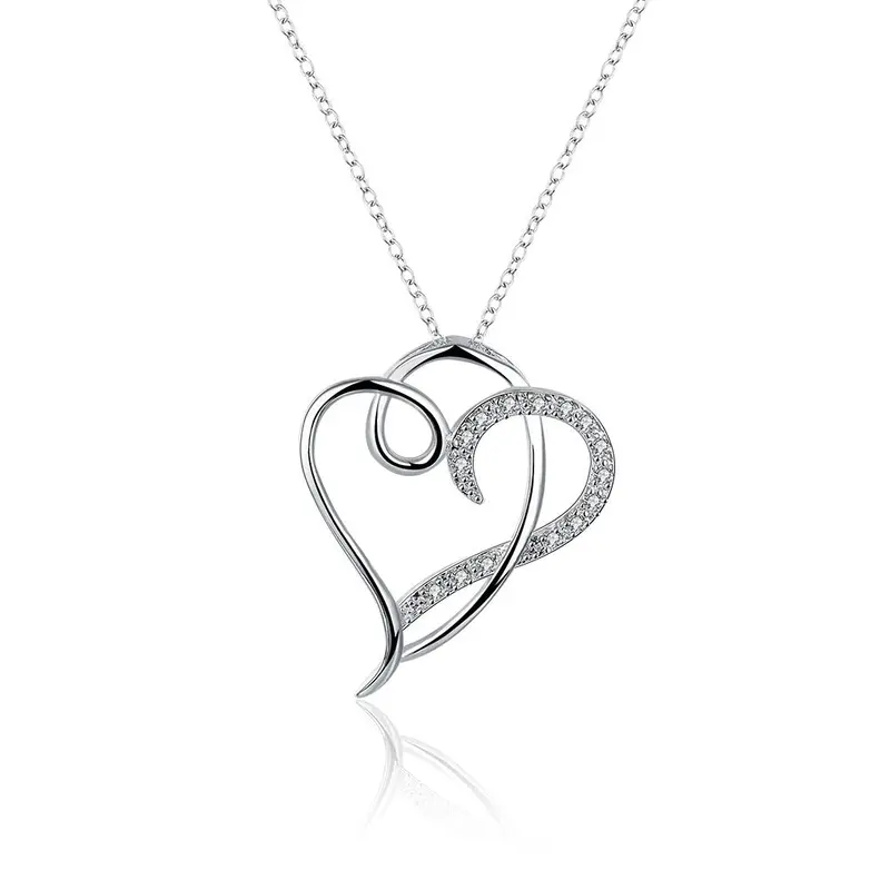 Est Silver Plated Necklaces Inlaid Stone Harf Heart Choker S In Euros163 6