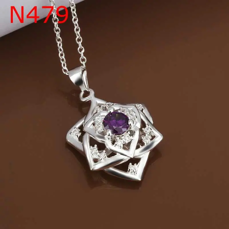 Est Silver Plated Pendant Necklace Crystal Gargantilha Charm  8 1