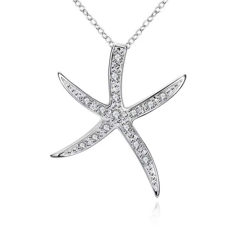 Est Silver Plated Pendants Insets Starfish Collares Jewerly Accessories 1