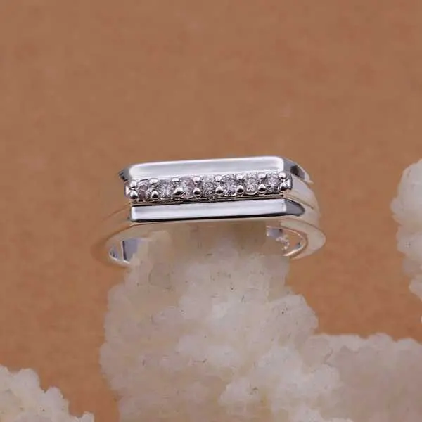 Est Silver-Plated Rings For Men Inlaid Stone Middle Section Smooth Anel Masculino Jewelry Display 2