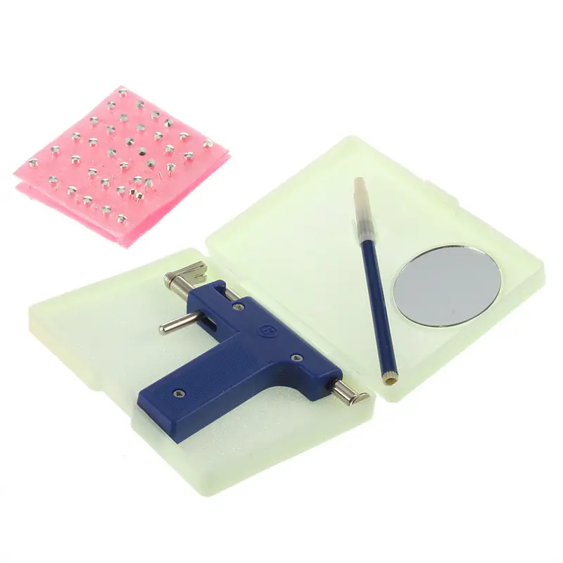 Est Stainless Steel Body Navel Ear Nose Piercing Gun 78Pcs Ears Studs Tool Kit 1