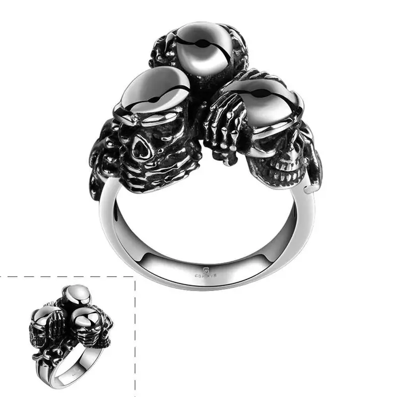 Est Stainless Steel Ring Three Head Anillos Bear Bijoux Women Mayar 84 1