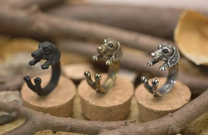 Est Style Dachshund Animal Ring Retro Animal Dog Rings Birthday Gift 1