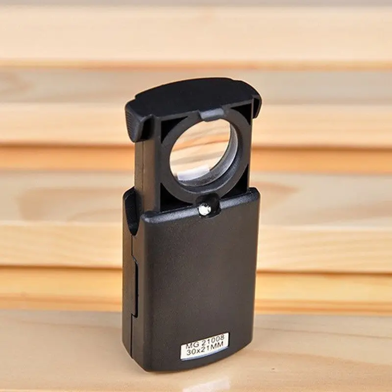 Est30x21mm Black Microscope Led Fold Eye Jewelry Loupe Pull Type Jewelry Magnifier With Led Light 1