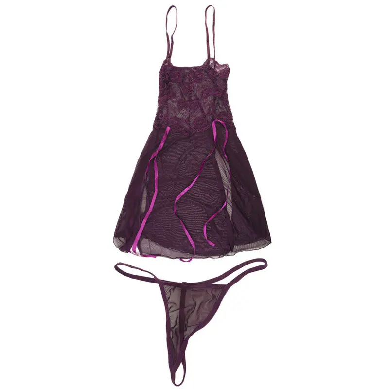 Etaoline Lace Split Joint Sexy Lingerieopen Cardigan Underwear Dress Braces Skirt With Underwear Nightwear 4