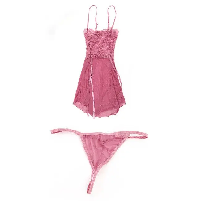 Etaoline Lace Split Joint Sexy Lingerieopen Cardigan Underwear Dress Braces Skirt With Underwear Nightwear 7