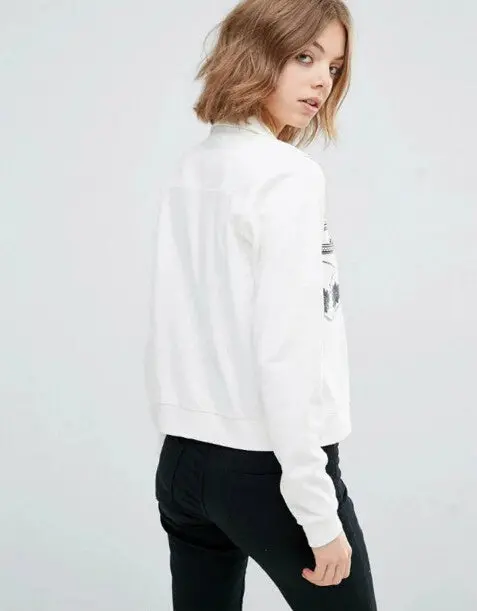 Ethnic Black White Flower Embroidery Jacket Woman Lapel Long Sleeve Jacket Buttons Casual Coat 3