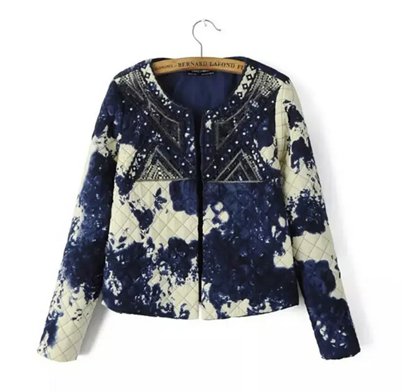 Ethnic Embroidery Beading Sequined Graffiti Ink Floral Print Paisley Quilted Jacket Women's Vintage Thin Padded Coat Suits 1
