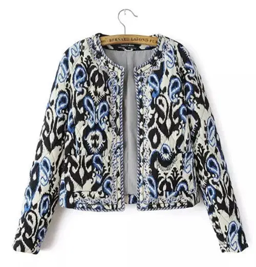 Ethnic Embroidery Beading Totem Print Paisley Quilted Jacket Women's Vintage Thin Padded Long Sleeve Coat Suits 1