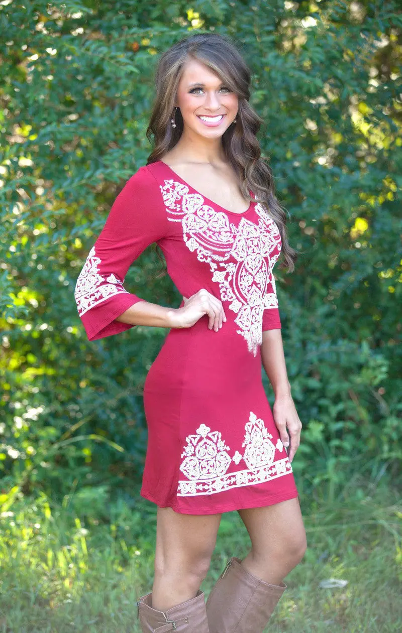 Ethnic Floral Elastic Midi Dress – Half-Sleeve O-Neck Bodycon Style