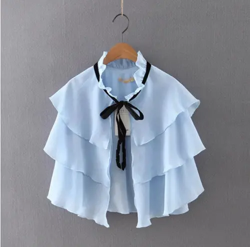 Ethnic Ruffles Layer Cape Shirt Bandage Collar Cardigan Blouse Tops Blusas Chemise Femme Blusa  S M L 1