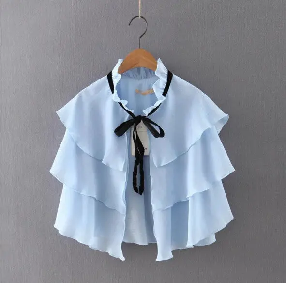 Ethnic Ruffles Layer Cape Shirt Bandage Collar Cardigan Blouse Tops Blusas Chemise Femme Blusa S M L 5