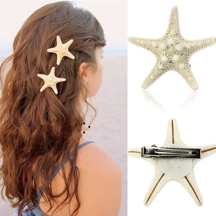 Europe Fashion Women Lady Girls Pretty Natural Starfish Star Beige Hair Clipping 1