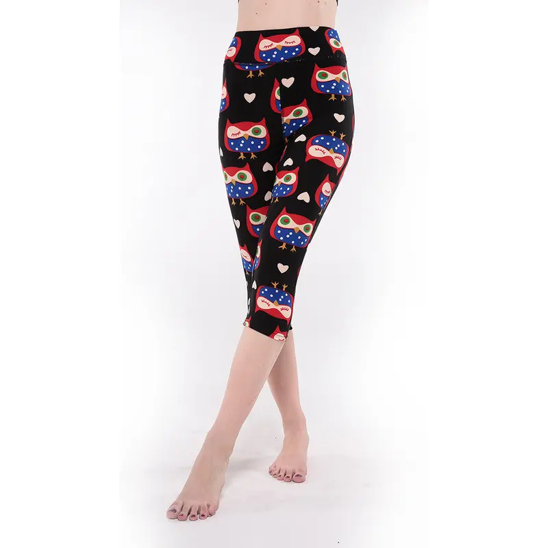 Europe Style Able Designslim High Waist Leggings Floral Printed Capri Pants 4 Size Optional 7