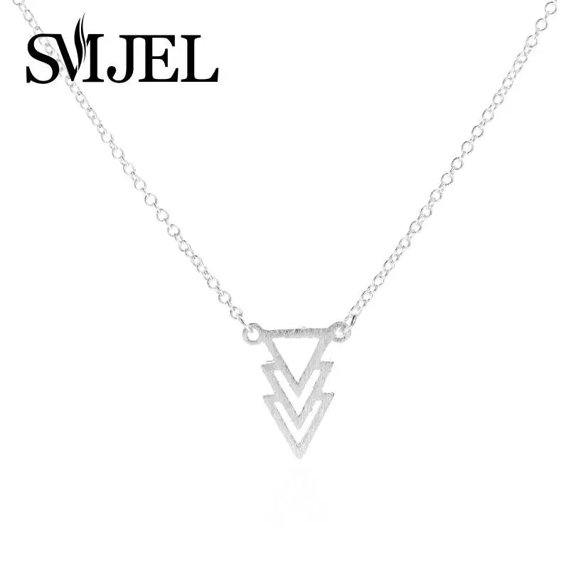 Europe Vogue Jewelry Gold 3 Triangle Necklace Geometric Pendant Necklace Wedding Gift N077 1