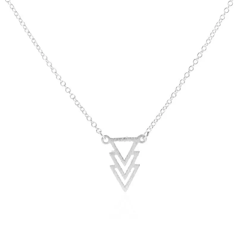 Europe Vogue Jewelry Long Chain 3 Triangle Necklace Birthday Gift 10Pcs-N077 1