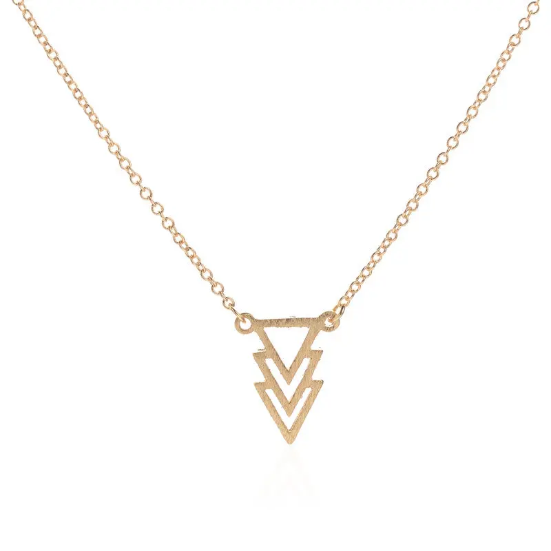Europe Vogue Jewelry Long Chain 3 Triangle Necklace Birthday Gift 10Pcs-N077 2