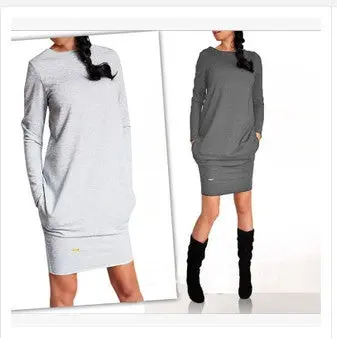 European American And Warm Long-Sleeved Wome Dresses Slim Bottoming Solid Dress Vestidos 3 Color Zx076 1