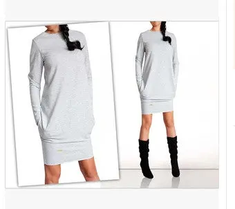 European American And Warm Long-Sleeved Wome Dresses Slim Bottoming Solid Dress Vestidos 3 Color Zx076 3