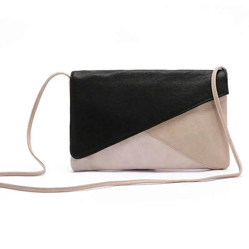 European And American Women Handbag Fashion Patchwork Lady Clutches Panelled Pu Leather Solid Shoulder Bags Envelope 1